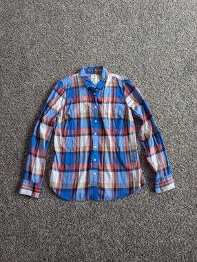 J Crew 100% Cotton Plaid Button Down Shirt Size Medium